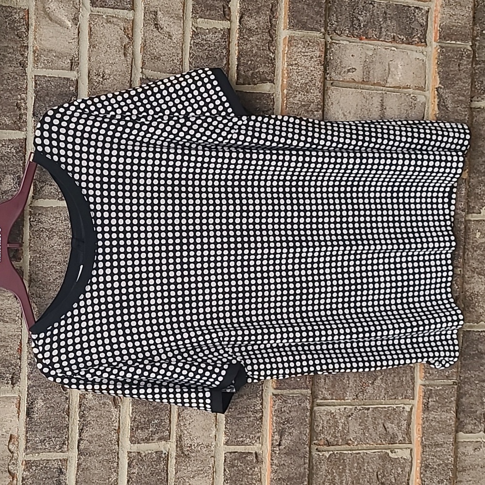 Anne Klein polka dot black and white top Size 2X